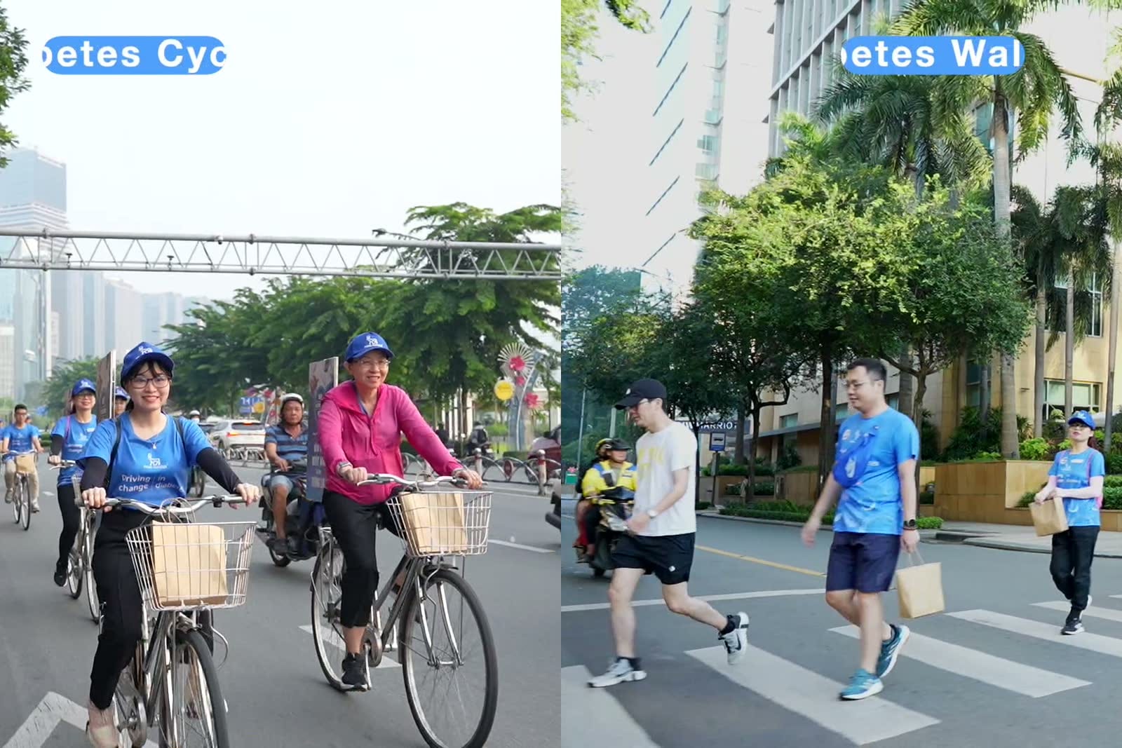 Người tham gia NOVO đạp xe trên đường phố trong hoạt động Diabetes Cycling.